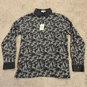 Crosby & Howard Long Sleeve Button Down Gray Pattern Mens Sz XL Shirt NWT $89